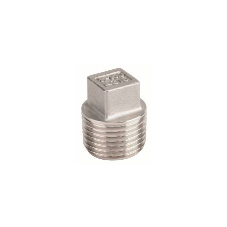 Raccord bouchon mâle tête carrée acier inox ASTM A351 CF8M - 1/4"